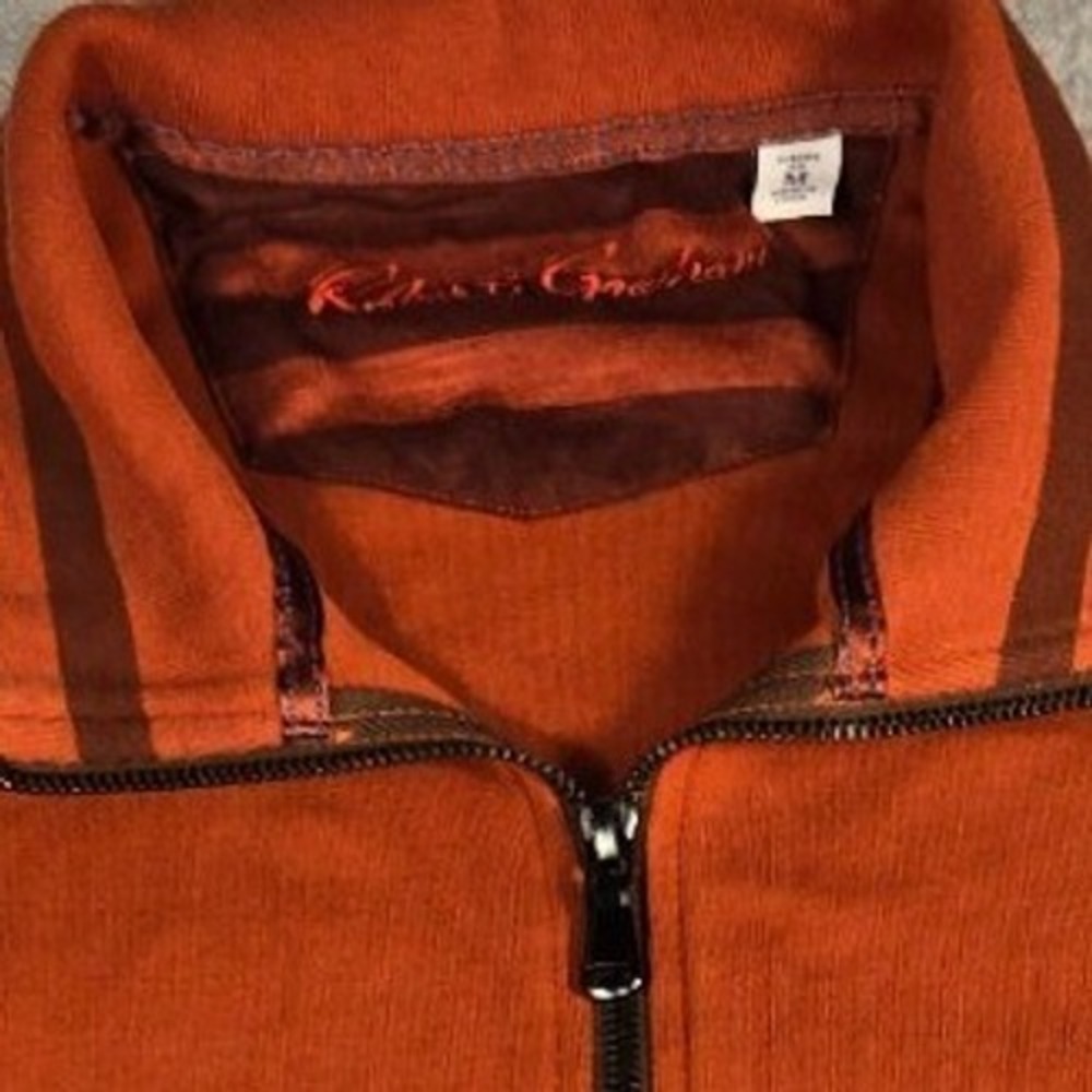 Robert Graham Mens Burnt Orange Quarter Zip Pullover Sweater Size L Long Sleeve